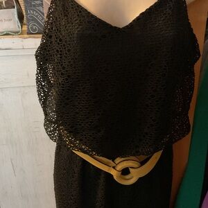 Elegant Black Dress with Mesh lace overlay NEW